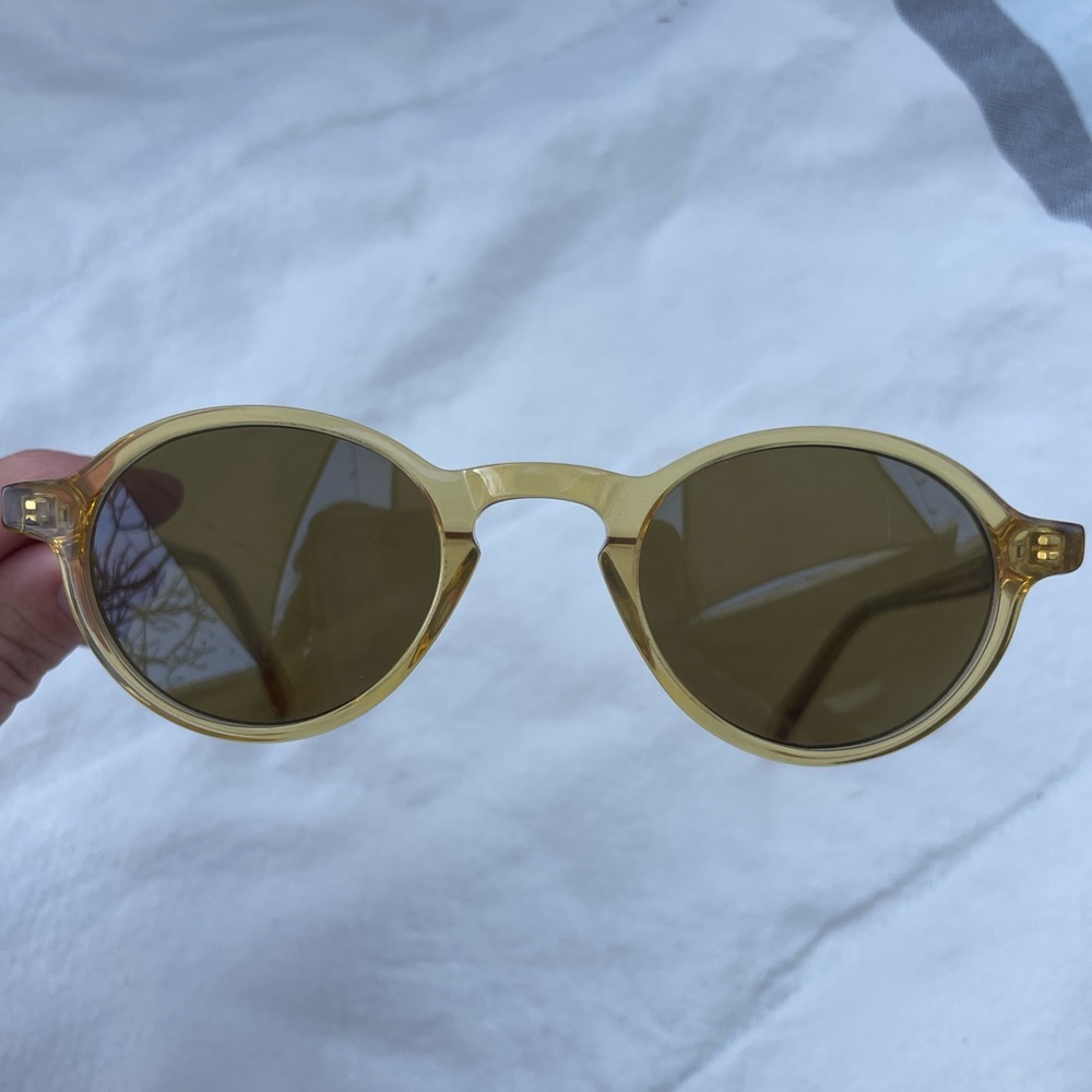 Eyebobs Board Stiff narrow sunglasses in yellow w polarized brown lens